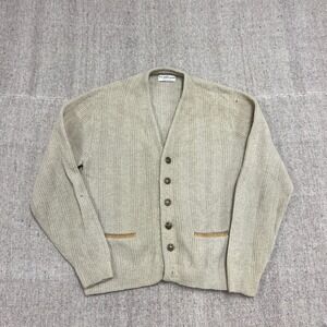 Vintage Puritan Cardigan Mens Medium Green 1960s Button Up Ribbed